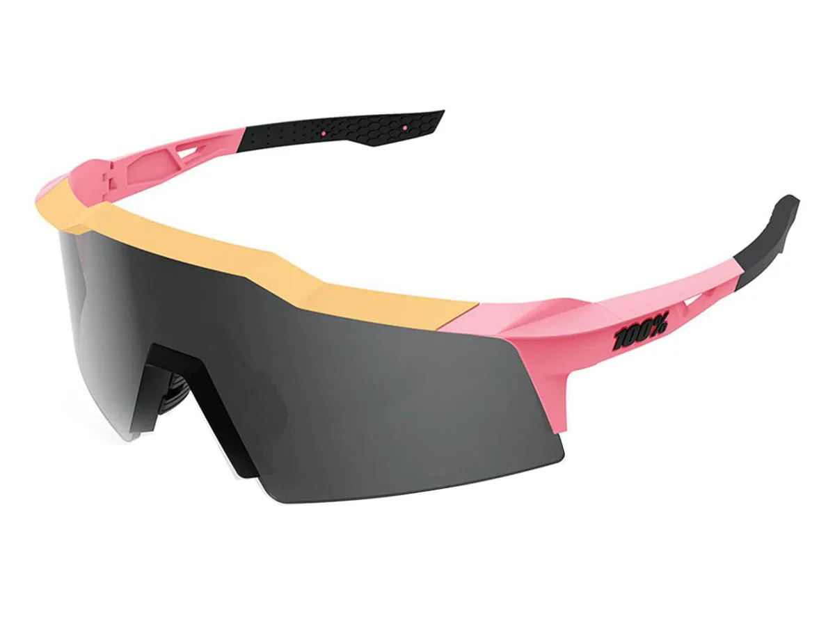 100% Speedcraft SL Performance Sunglasses - Matt Washed Out Neon Pink-Smoke Lens