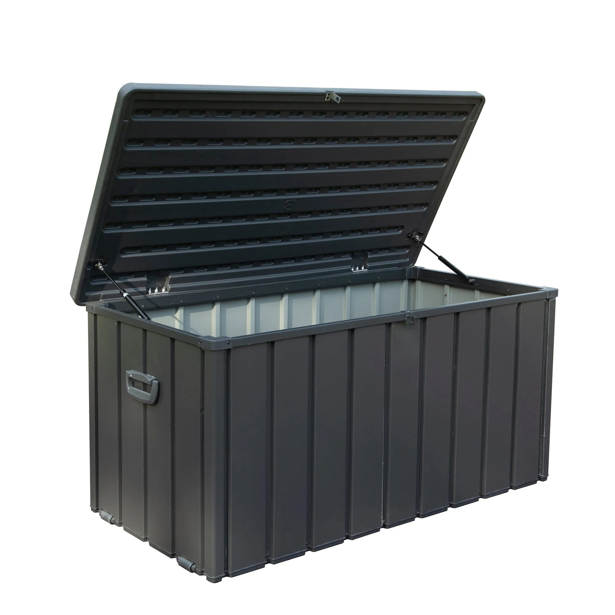 120 Gallon Outdoor Storage Deck Box Waterproof, Large Patio Storage Bin for Outside Cushions, Throw Pillows, Garden Tools, Lockable (Dark Gray)