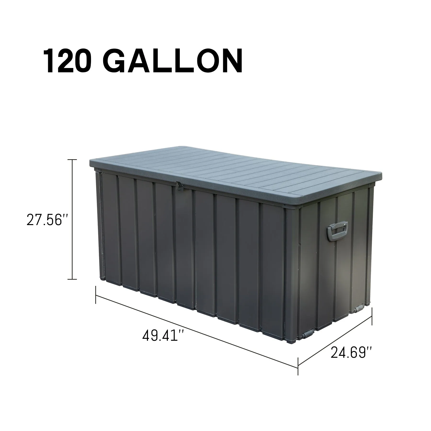 120 Gallon Outdoor Storage Deck Box Waterproof, Large Patio Storage Bin for Outside Cushions, Throw Pillows, Garden Tools, Lockable (Dark Gray)