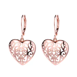 14K Rose Gold Filigree Heart Earring