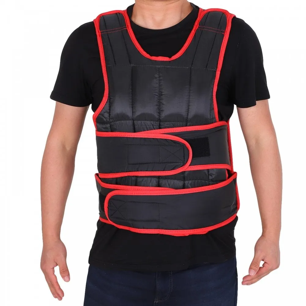 20kg Metal Sand Weight Adjustable Unisex Trainer Vest Black/Red