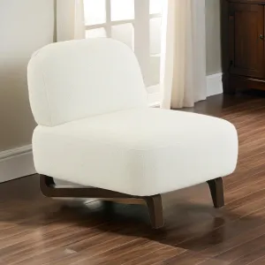 34 Inch Accent Chair, Armless, Softly Padded White Fabric, Solid Wood By Casagear Home