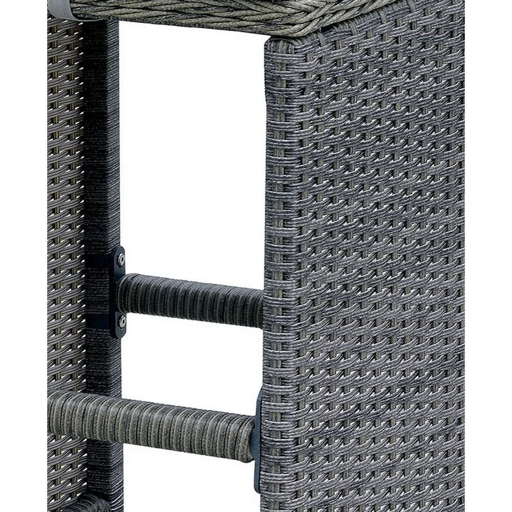 6 Piece Patio Bar Stool In Aluminum Wicker Frame And Padded Fabric Seat, Gray By Casagear Home