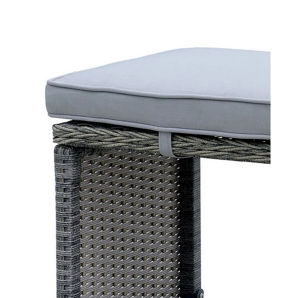 6 Piece Patio Bar Stool In Aluminum Wicker Frame And Padded Fabric Seat, Gray By Casagear Home