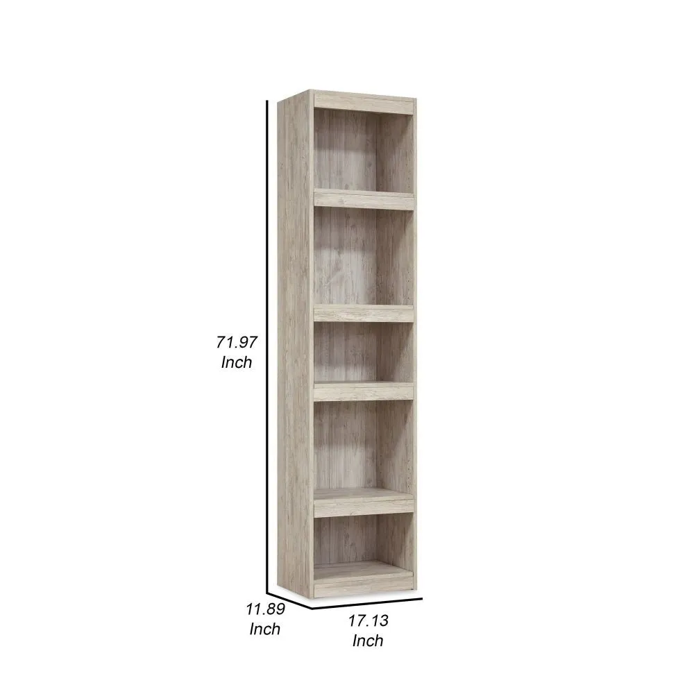 72 Inch Modern Wood Pier with 4 Open Adjustable Shelves, Whitewashed Finish By Casagear Home