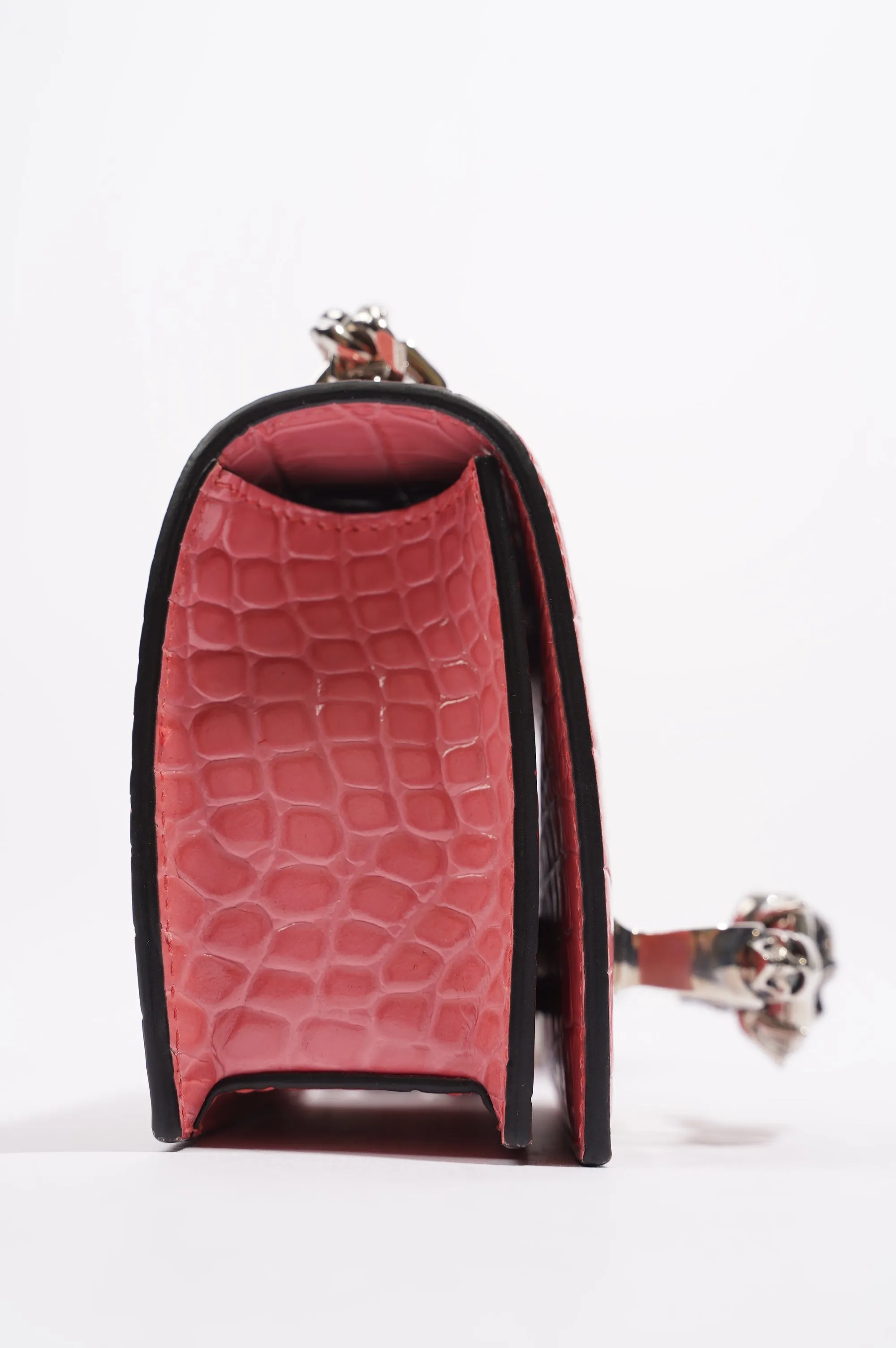 Alexander McQueen Womens Mini Jewelled Satchel Embossed Croc