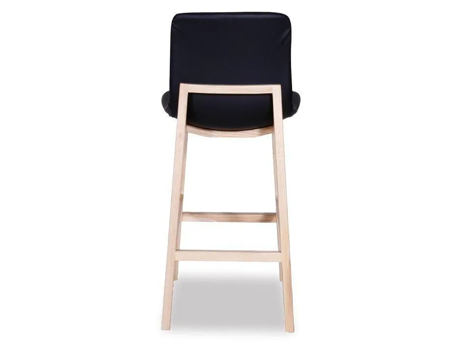 Ara Stool - Natural - Black Pad - Black Padded Seat - Natural Ash legs 66cm Seat height