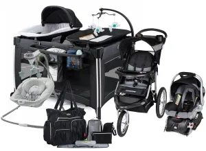 Baby Stroller with Car Seat High Chair Playard Swing Travel System Combo