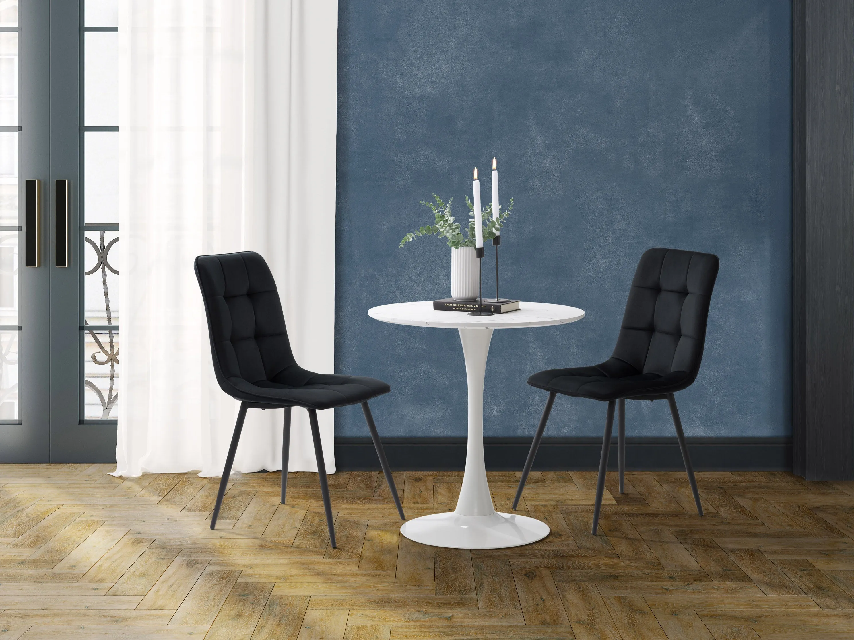 Black 3 Piece Bistro Dining Set