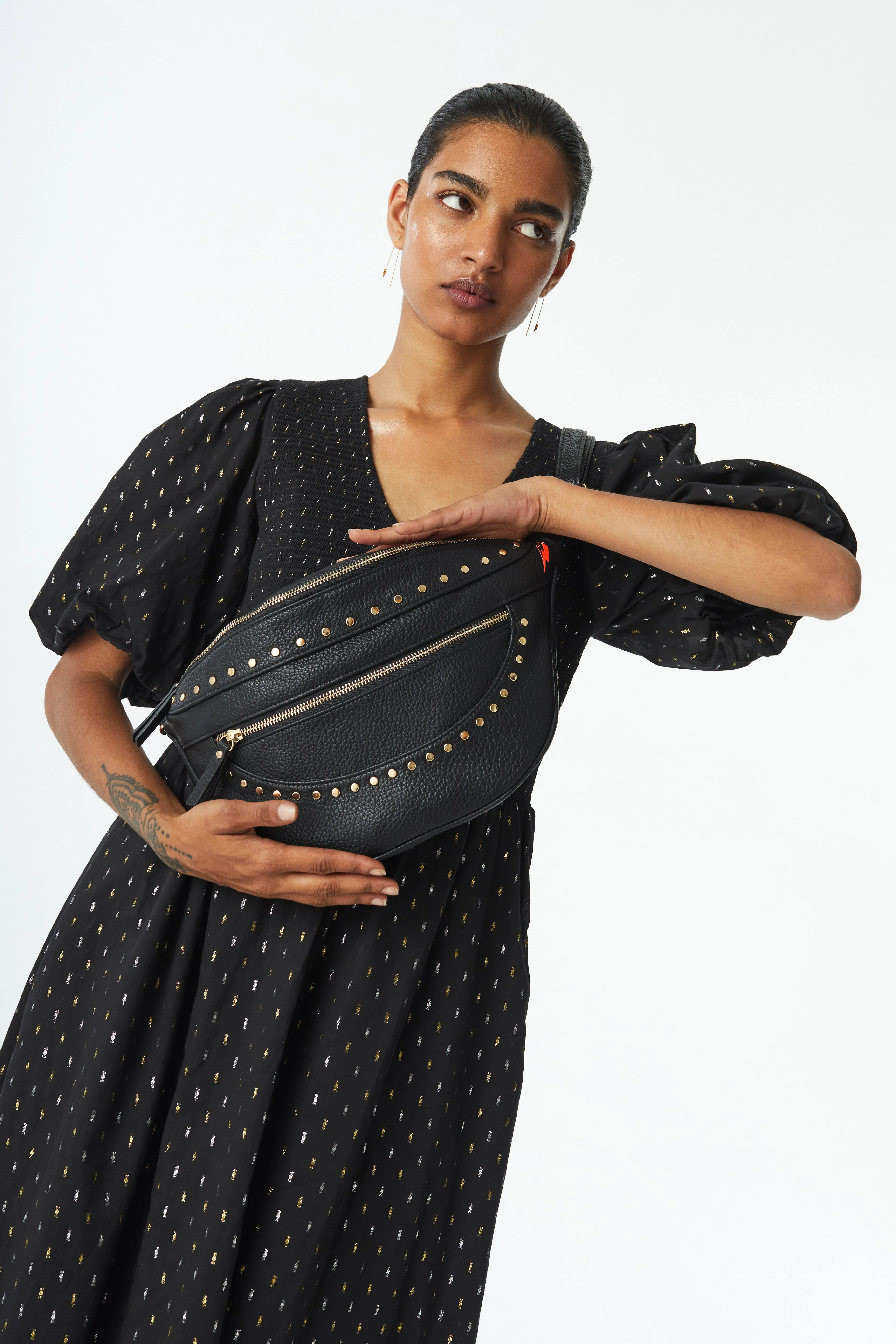 Black Studded Bum Bag