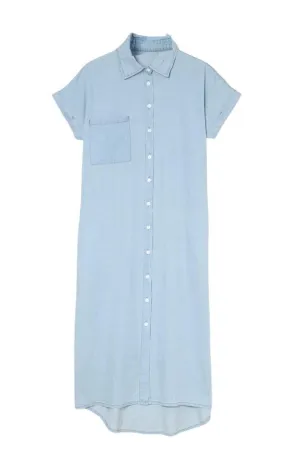 Chambray Button-Up Midi Dress