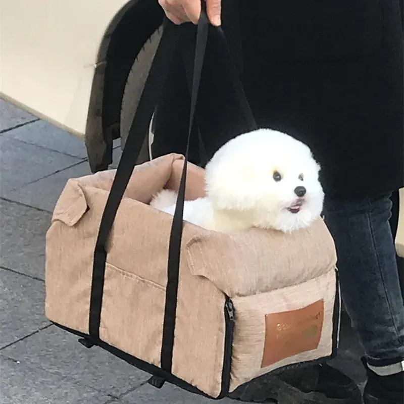 Cozy Portable Pet Travel Bed: Secure Small Dog & Cat Car Seat