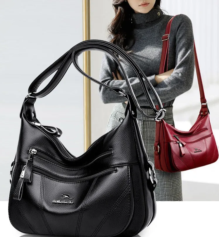 Cross-border brand genuine leather soft leather large capacity spring and summer new middle-aged mother bag single shoulder crossbody trendy