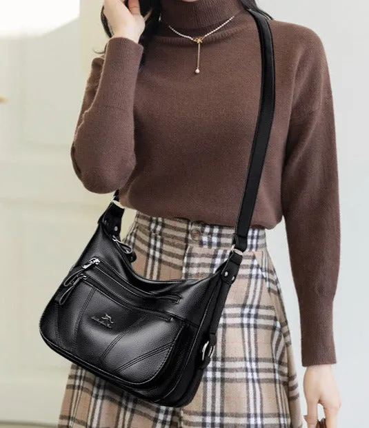 Cross-border brand genuine leather soft leather large capacity spring and summer new middle-aged mother bag single shoulder crossbody trendy