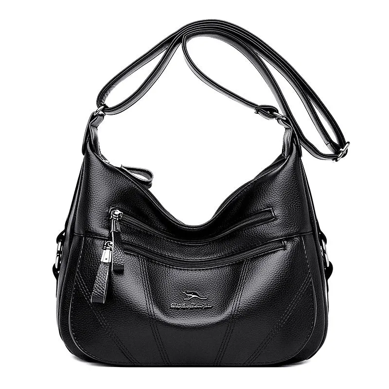 Cross-border brand genuine leather soft leather large capacity spring and summer new middle-aged mother bag single shoulder crossbody trendy