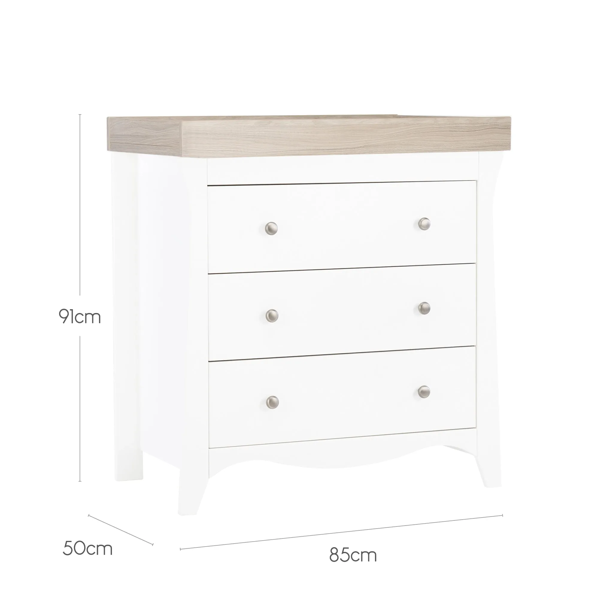 CuddleCo Clara 3 Piece Nursery Furniture Set- White & Ash