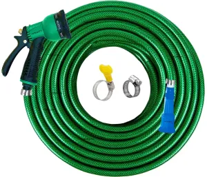 EPISKEY® Heavy Duty Expandable Garden Hose - Flexible Water Pipe with Double Latex Core 7 Pattern Spray Gun, Braided Outer Layer - Small No Kink Hose (Size : 1/2 inch Length: 10 Meters)(Multicoloured)