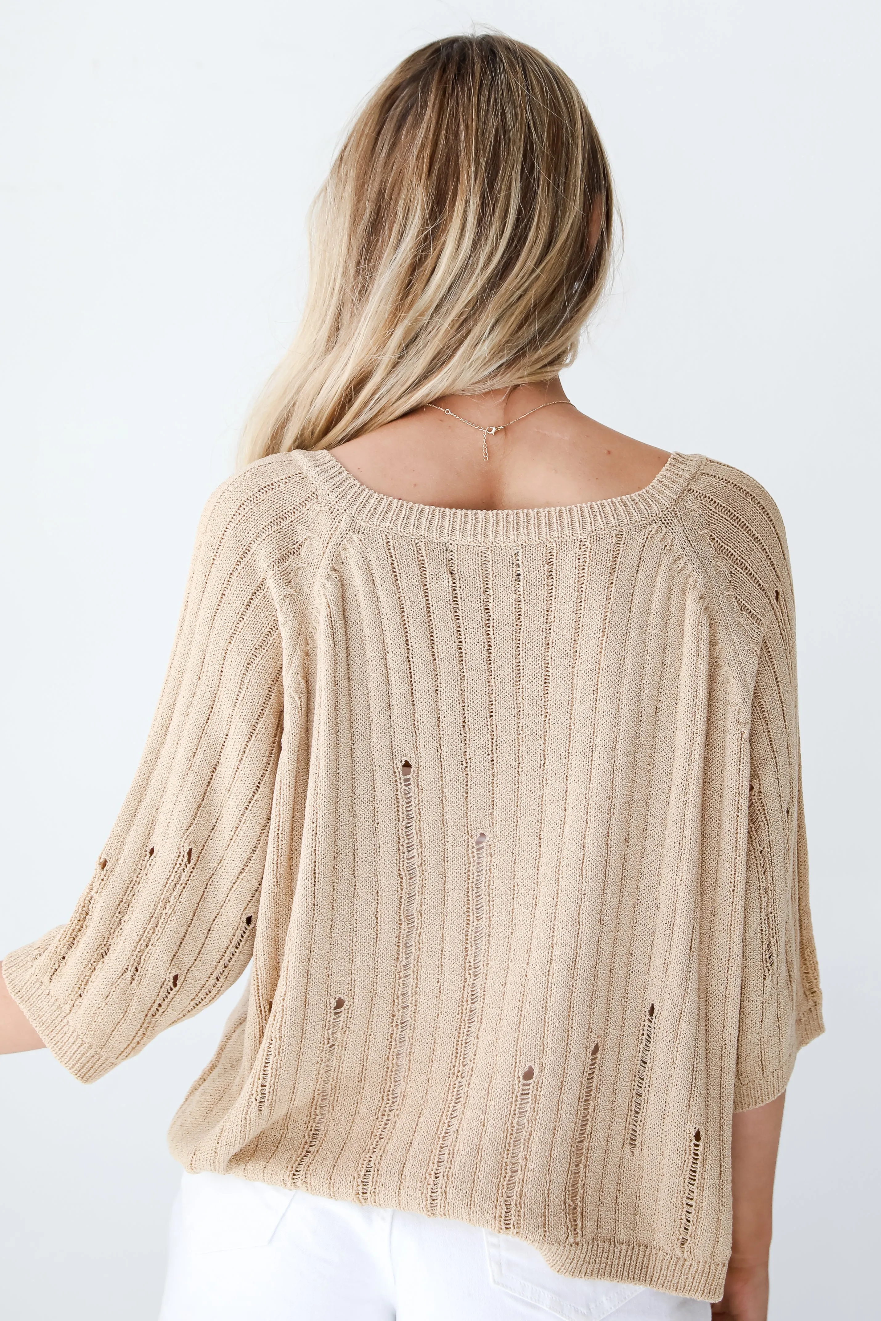 FINAL SALE - Trendy Bliss Taupe Lightweight Knit Top