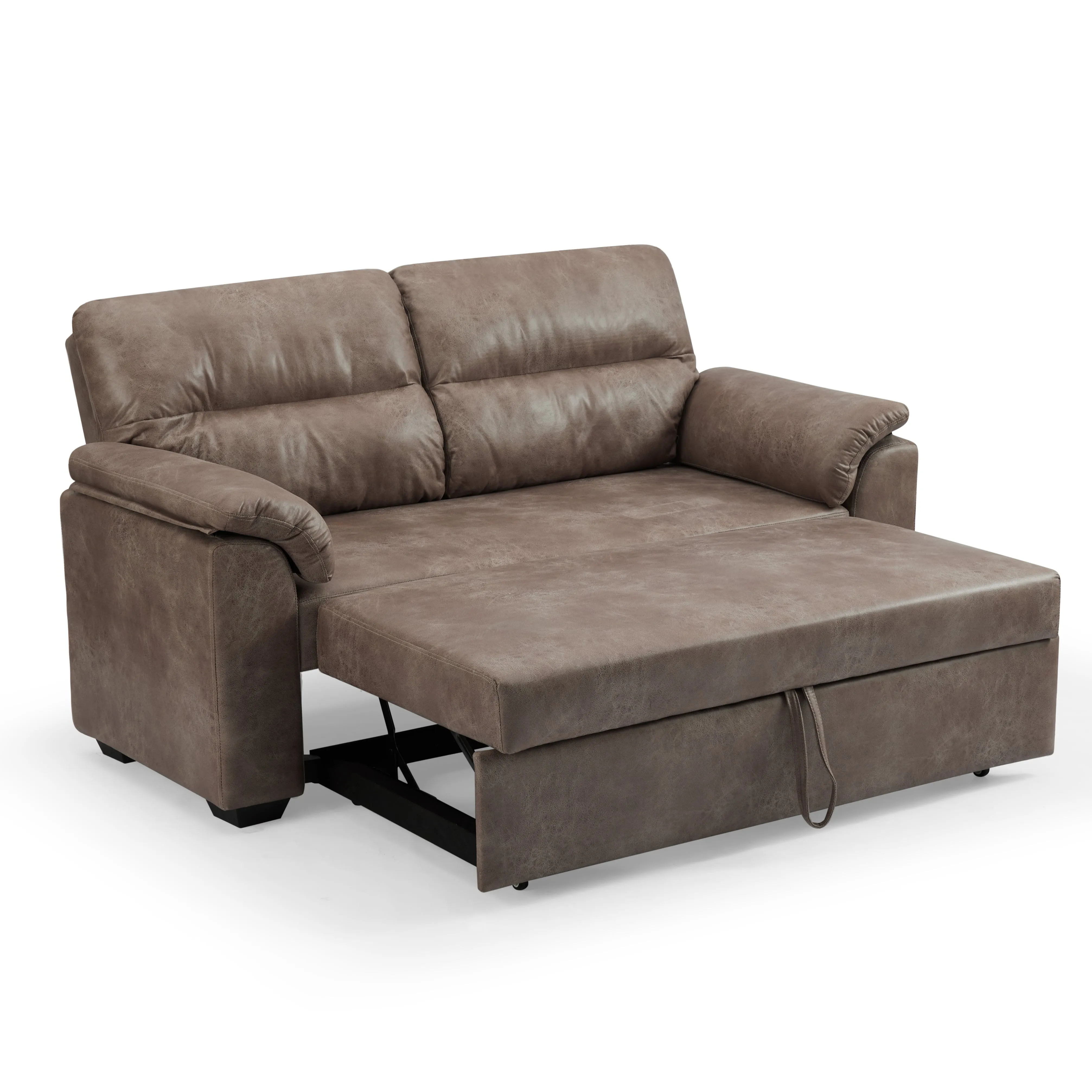 Harley Faux Leather Pull Out Sofa Bed, Brown Faux Leather