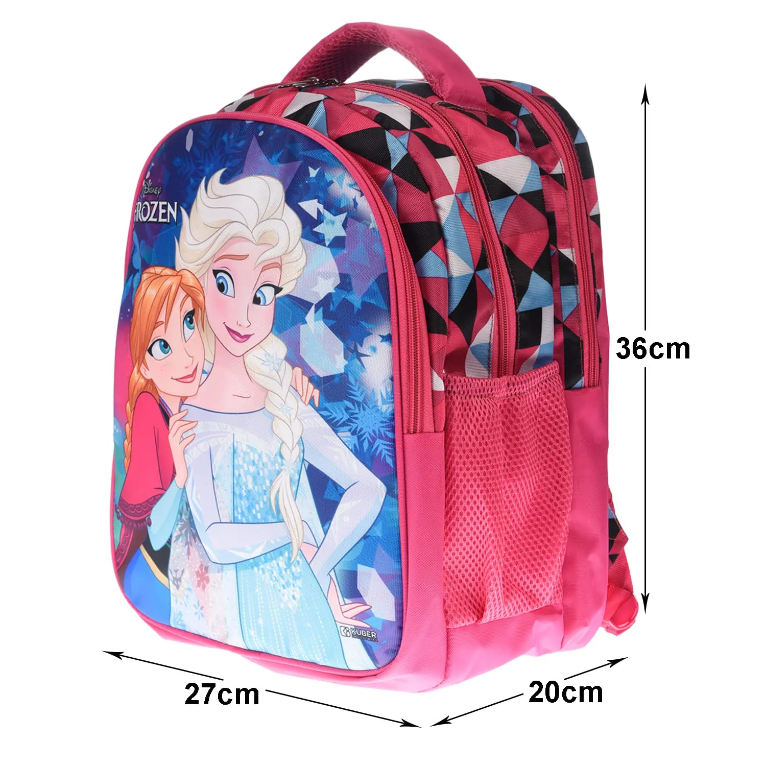 Heart Home Disney Frozen School Bag|3 Compartment Rexine School Bagpack|School Bag for Kids|School Bags for Girls with Zipper Closure (Pink)