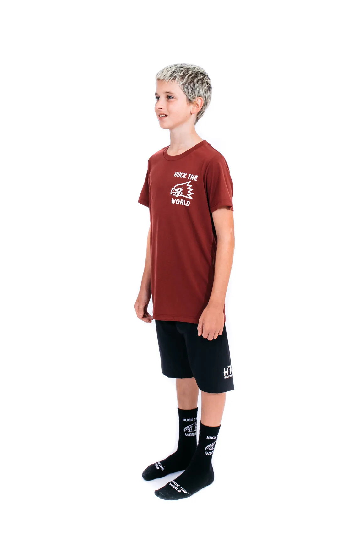 “Huck Yeah” YOUTH S/S Tech Tee Maroon