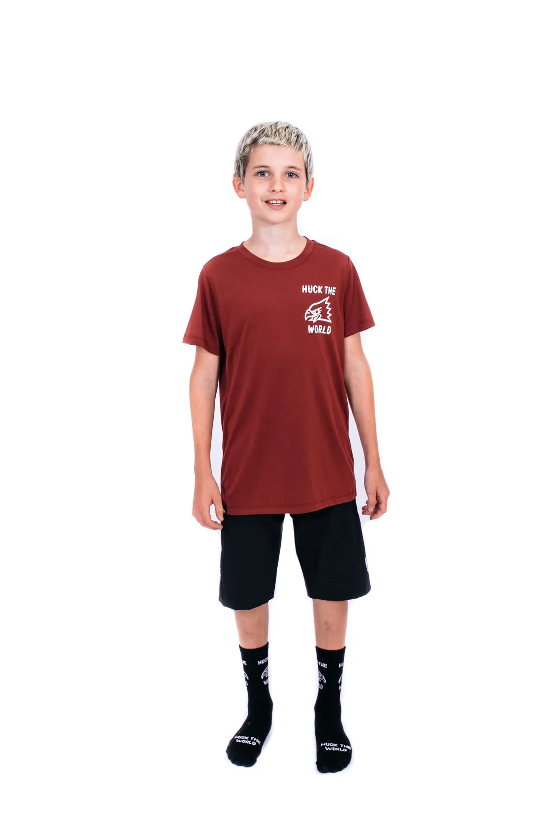 “Huck Yeah” YOUTH S/S Tech Tee Maroon