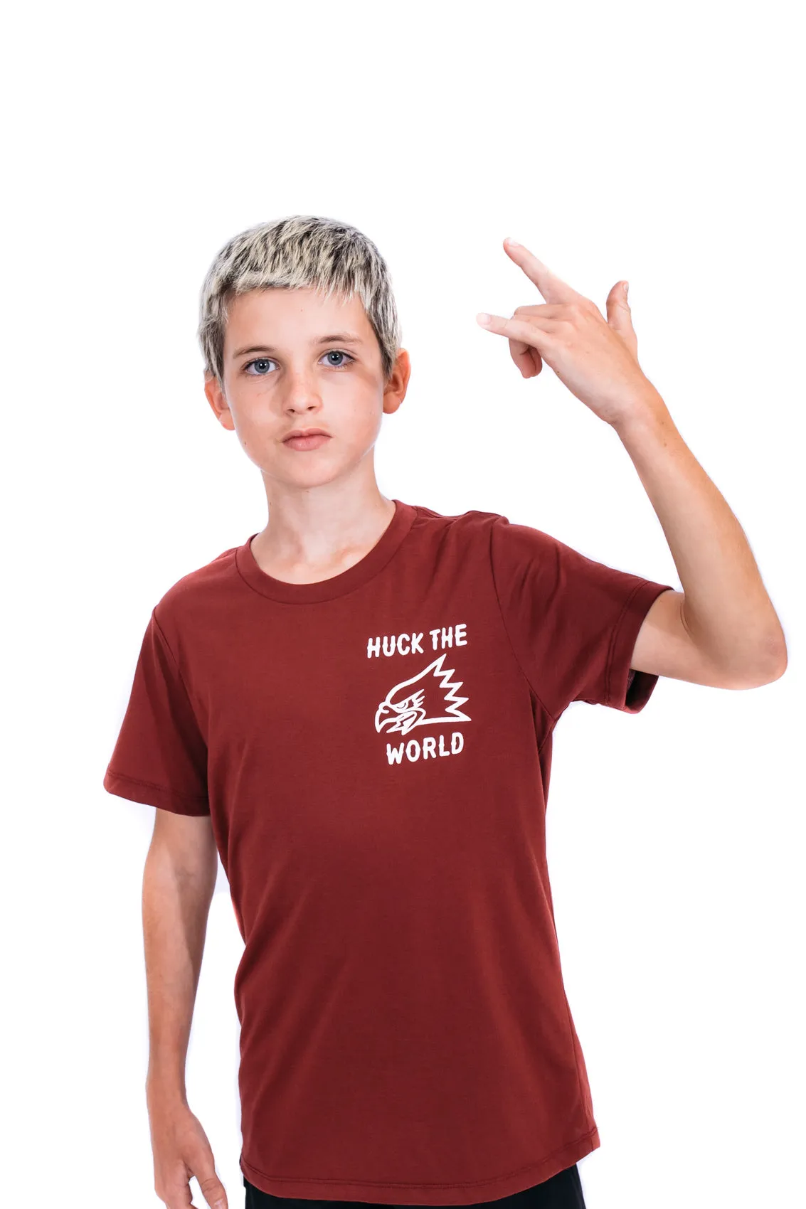 “Huck Yeah” YOUTH S/S Tech Tee Maroon