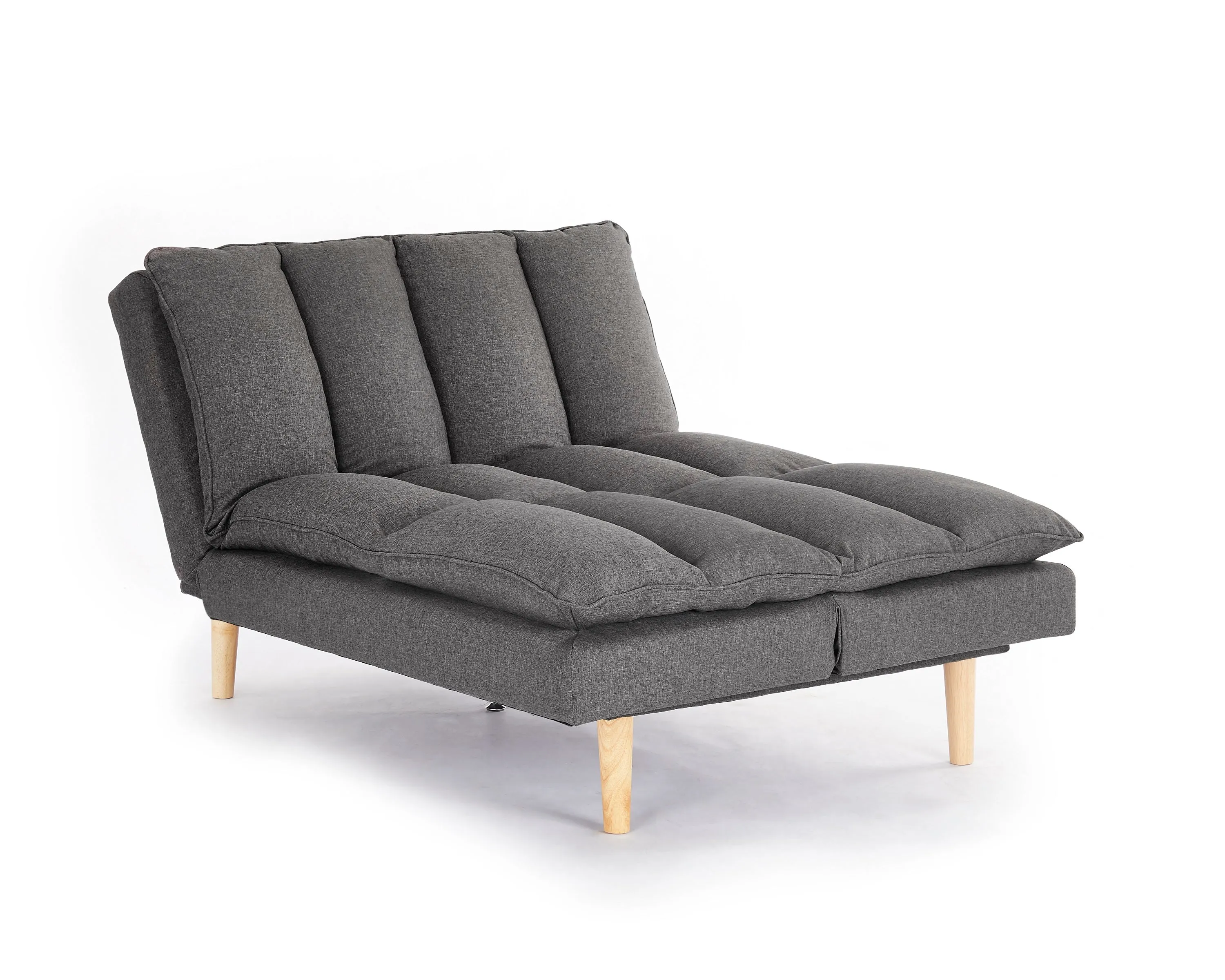 Idris Fabric Sofa Bed  Padded Pillow Topped Wooden Legs Chaise, Grey Fabric