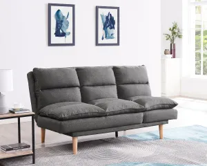 Idris Fabric Sofa Bed  Padded Pillow Topped Wooden Legs Chaise, Grey Fabric