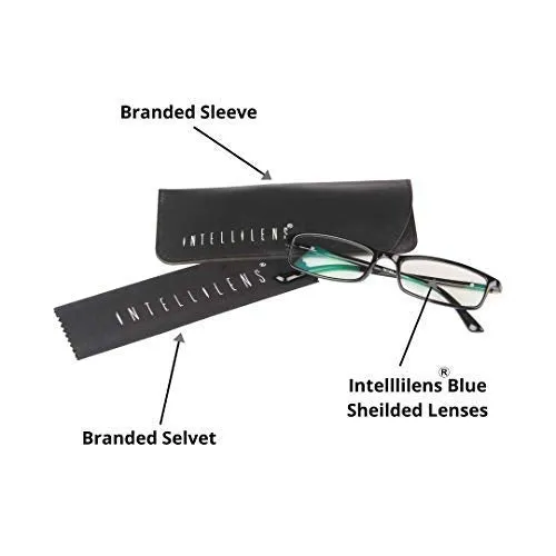 Intellilens Nvision Unisex Power Reading Blue Cut Anti Reflection Full Frame Spectacles Glasses For Mobile Laptop Tablet Computer - ( 2.75, Black)