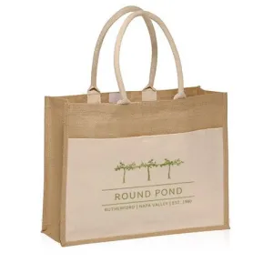 Jute Canvas Pocket Tote with Velcro Printed with a Customizable VINES Design