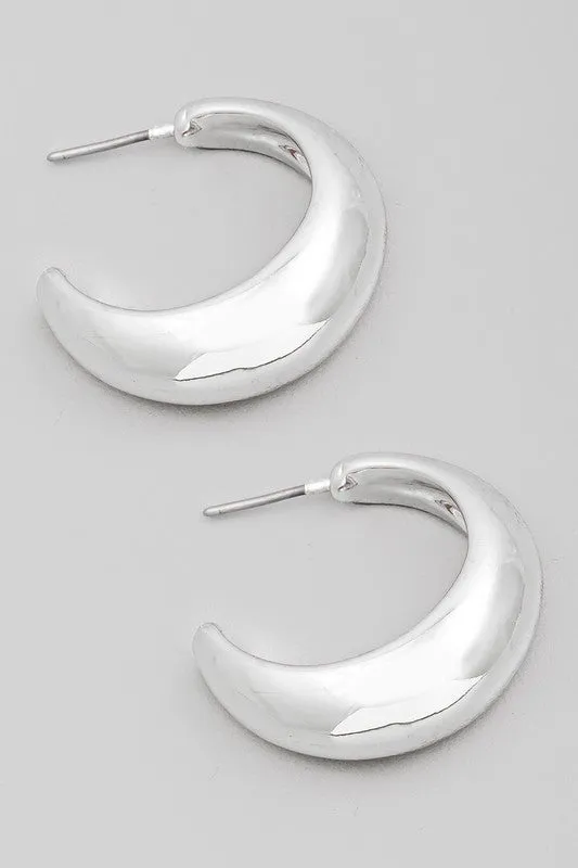 Kacie Chunky Semi Hoop Earrings Silver