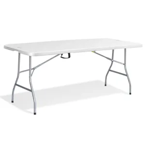 KEPLIN 6ft Folding Table with Spacious 180x70x74cm Tabletop & Sturdy Metal Frame – Waterproof, Portable, Foldaway, & Easy Assembly - Ideal for Parties, BBQ, Camping, Beach, Indoor & Outdoor Use