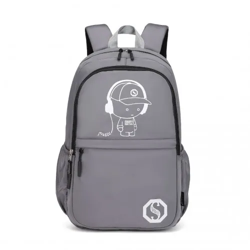 Kono Lightweight & Glow-in-the-Dark 3-Piece Laptop Backpack Set - Grey | Stylish & Practical