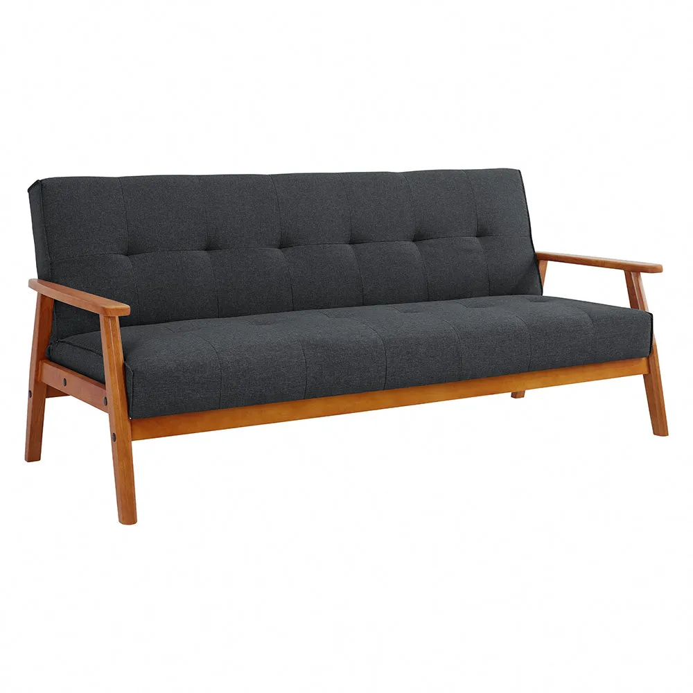 Langford Fabric Sofa Bed With Dark Wooden Frame, Charcoal fabric