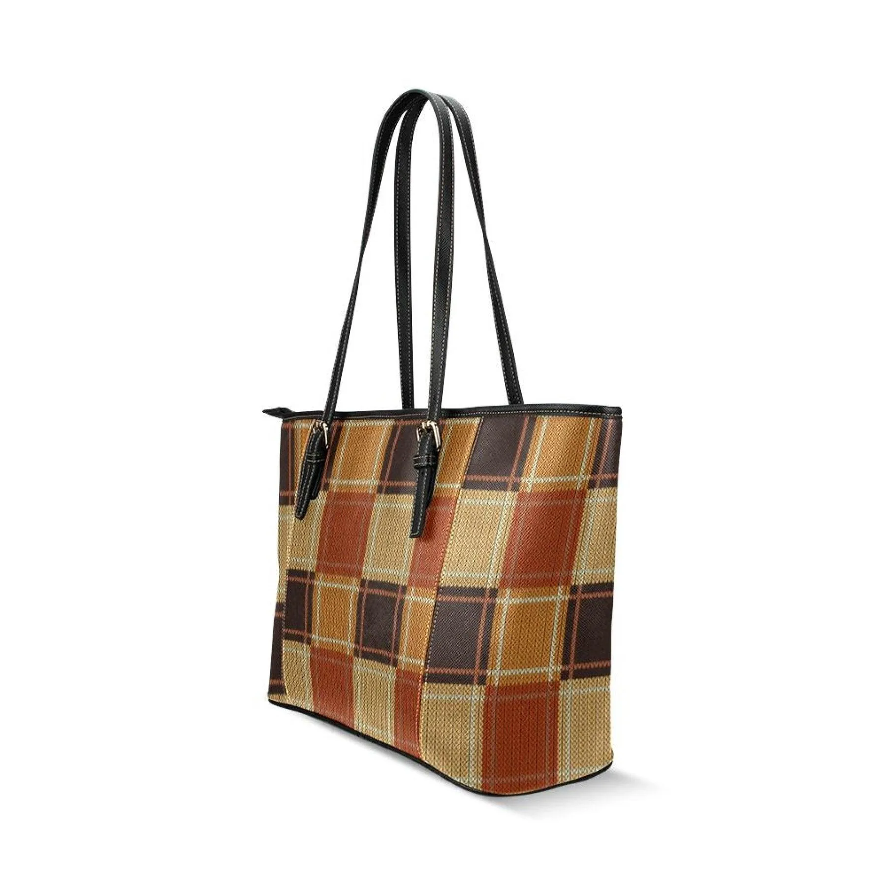 Large Leather Tote Shoulder Bag - Mini Brown Checker Handbag B36201