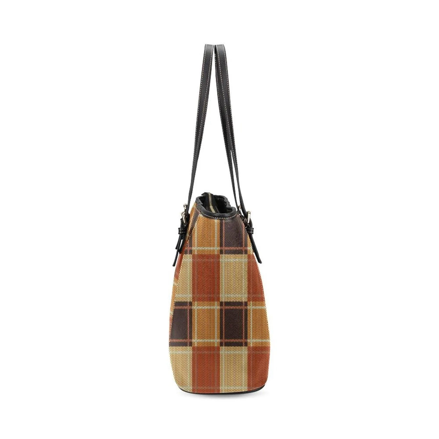 Large Leather Tote Shoulder Bag - Mini Brown Checker Handbag B36201