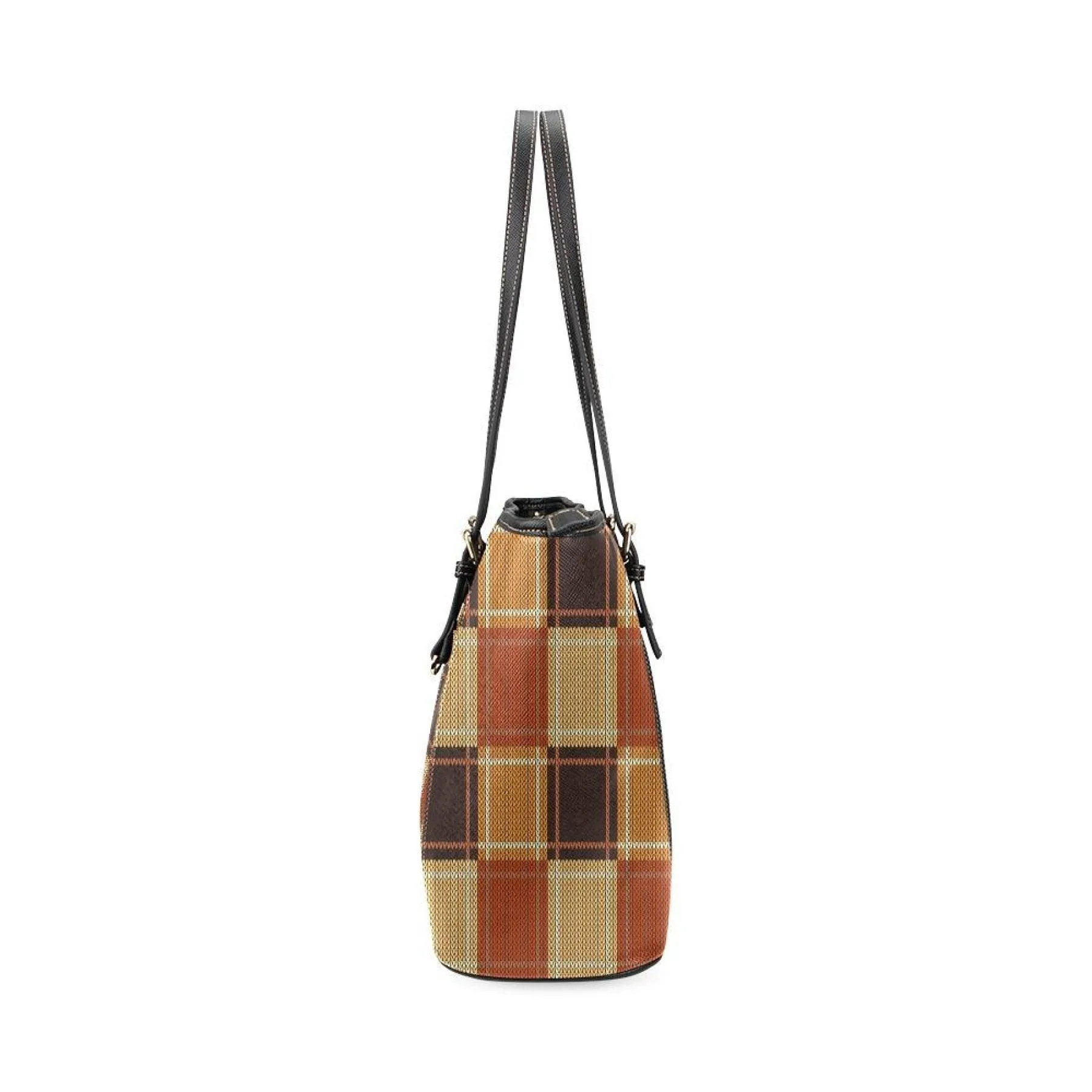 Large Leather Tote Shoulder Bag - Mini Brown Checker Handbag B36201