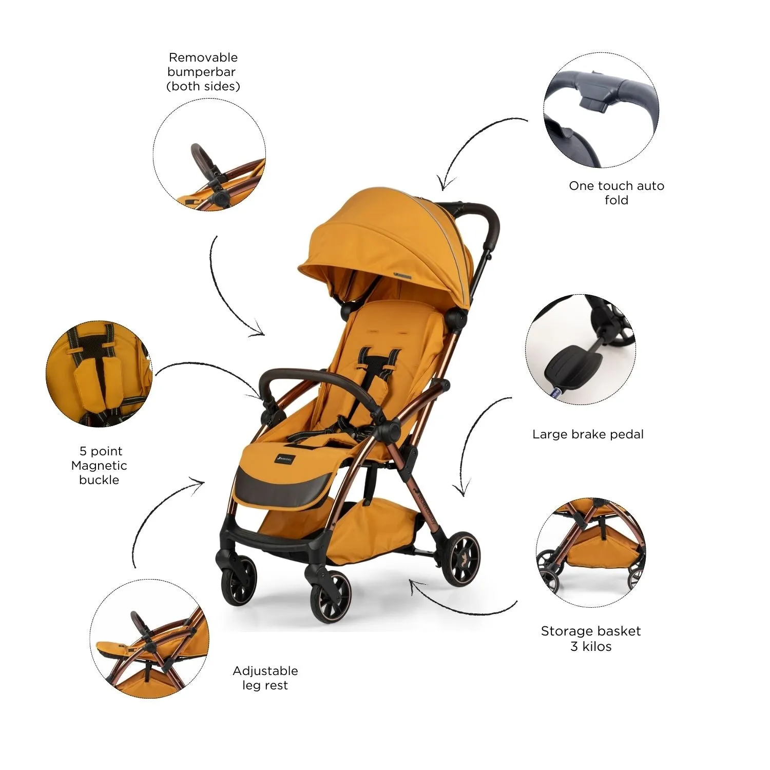 Leclercbaby Influencer Air Stroller Golden Mustard