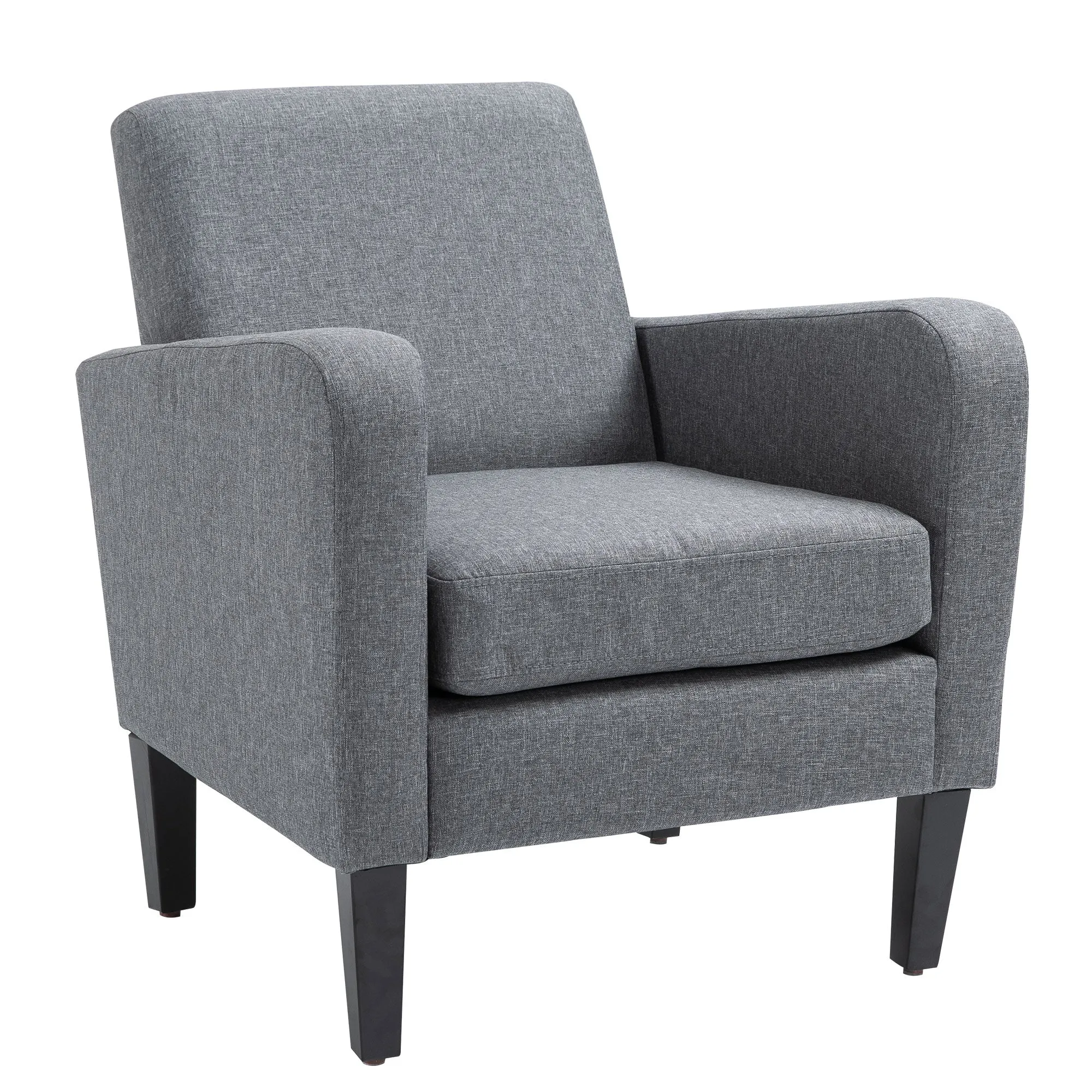 Linen Single Armchair, with Padded Seat - Grey