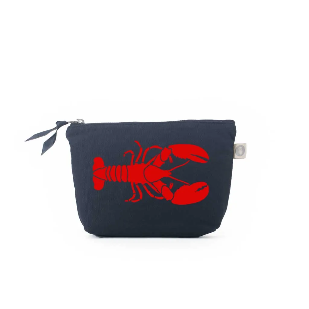 Makeup Bag Navy with a Red Lobster