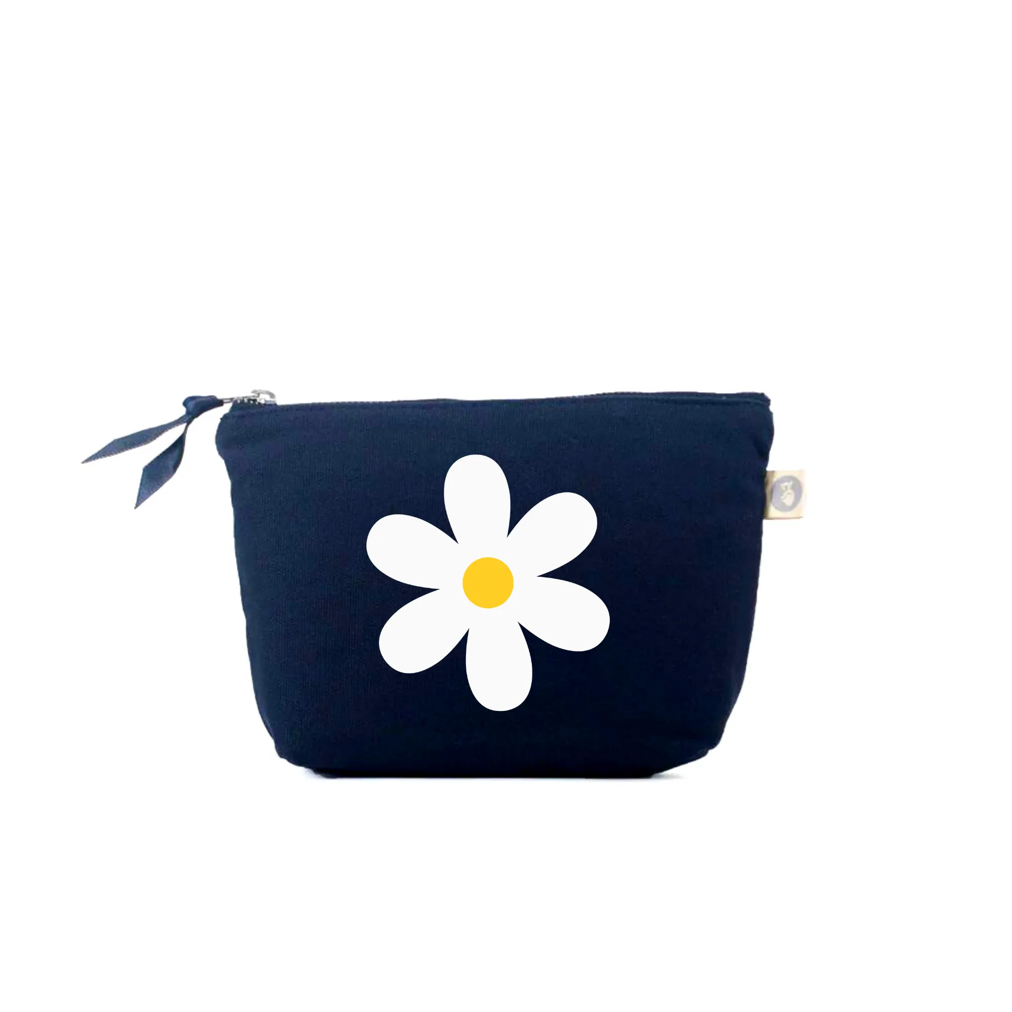 Makeup Bag Navy with White/Yellow Daisy