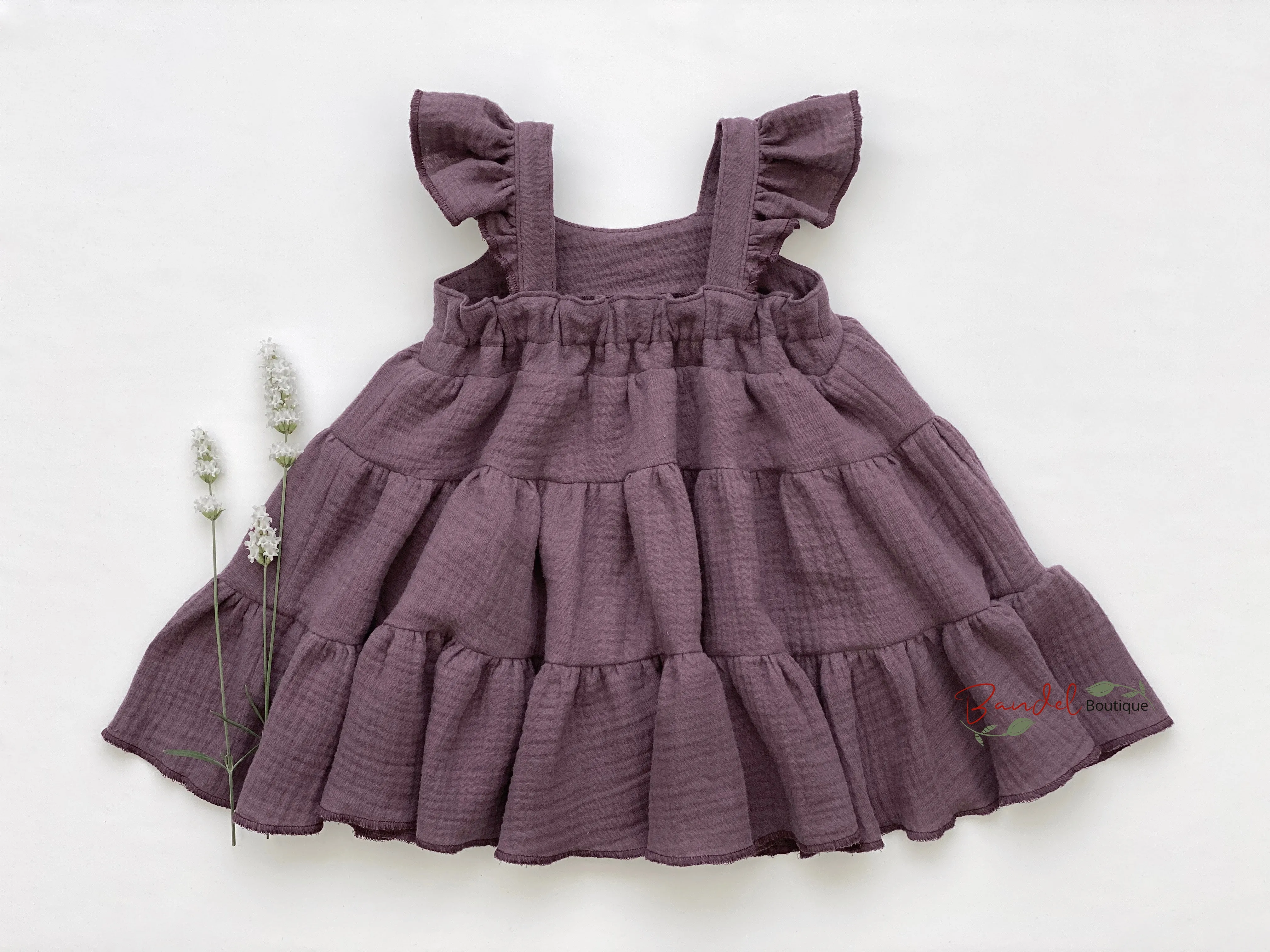 Mauve Flutter Sleeve Dress