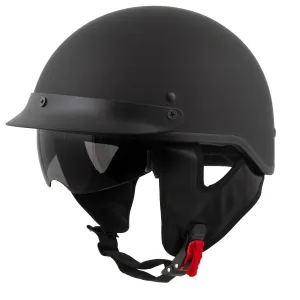 Milwaukee Helmets MPH9718DOT 'Momentum' DOT Matte Black Half Face Motorcycle Helmet for Men and Women Biker w/ Drop Down Visor