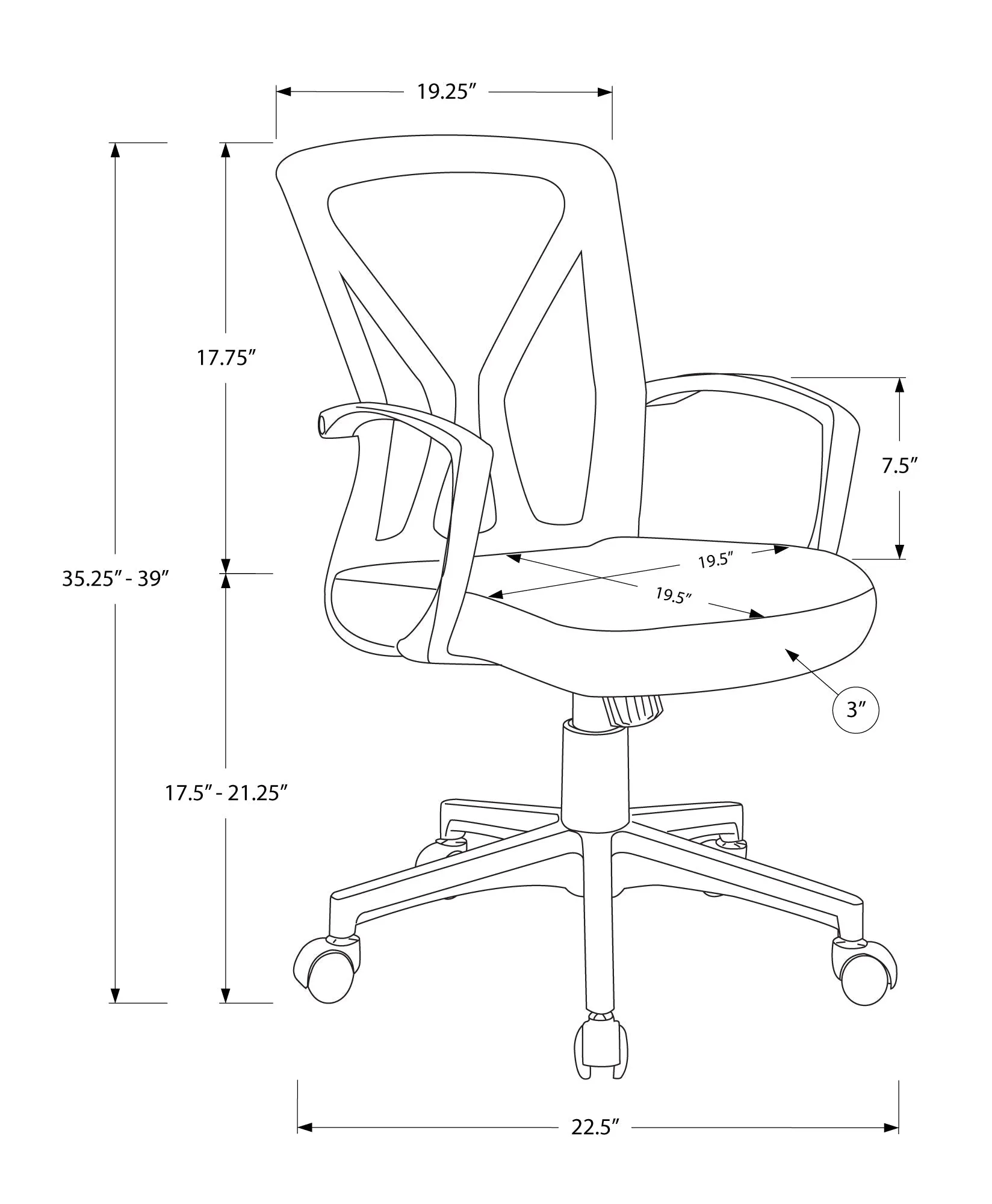 Office Chair - White / Black Base On Castors