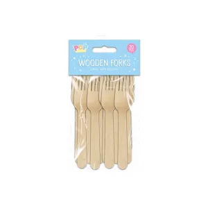 Pop Party Wooden Forks 20 Pack