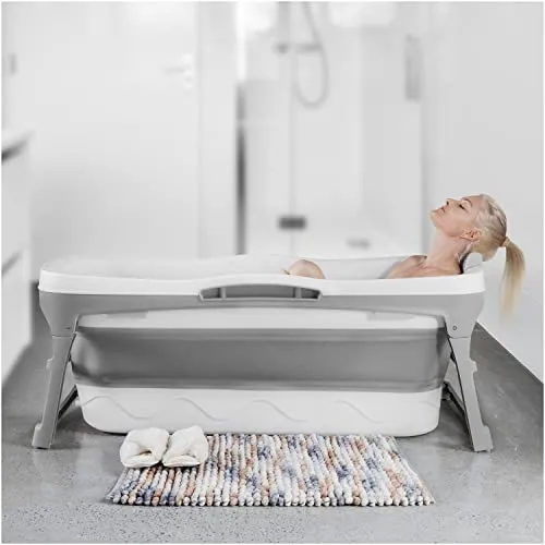 Portable Foldable Bathtub for Adults 56in for Relaxing Soak or Ice Bath