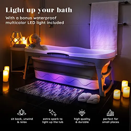 Portable Foldable Bathtub for Adults 56in for Relaxing Soak or Ice Bath