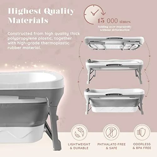 Portable Foldable Bathtub for Adults 56in for Relaxing Soak or Ice Bath