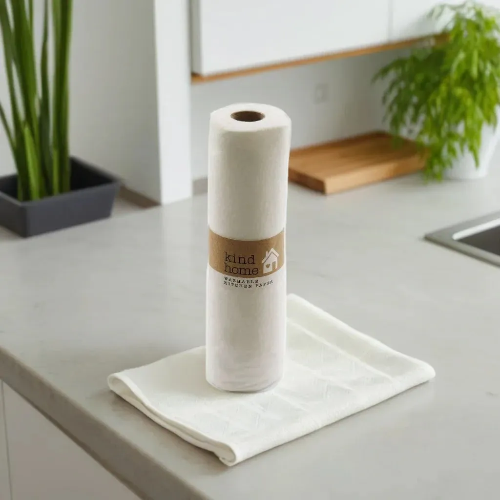 Reusable Kitchen Towels - Cream Washable Bamboo Kitchen Roll